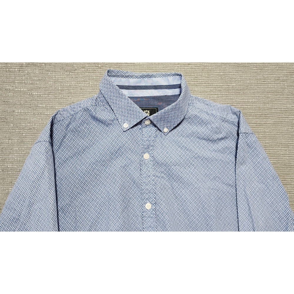 Steel‎ & Jelly London Mens Blue Geometric Diamond Print Cotton Shirt LargeI